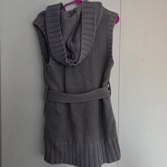 Long hooded sweater vest, size S, gray - Picture 3 of 8